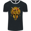 Spartan Skull Helmet Gym MMA Martial Arts Mens Ringer T-Shirt FotL Black/White