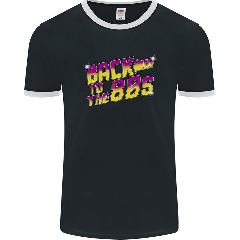 Back to the 80's Retro Pop Music Birthday Mens Ringer T-Shirt FotL Black/White
