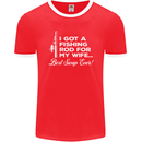 Fishing Rod for My Wife Funny Fisherman Mens Ringer T-Shirt FotL Red/White