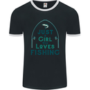 Just a Girl Who Loves Fishing Fisherwoman Mens Ringer T-Shirt FotL Black/White