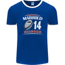 14 Year Wedding Anniversary 14th Rugby Mens Ringer T-Shirt FotL Royal Blue/White