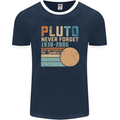 Pluto Never Forget Space Planet Astronomy Mens Ringer T-Shirt FotL Navy Blue/White