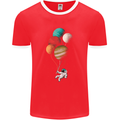 An Astronaut With Planets as Balloons Space Mens Ringer T-Shirt FotL Red/White