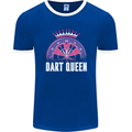 Darts Queen Funny Mens Ringer T-Shirt FotL Royal Blue/White