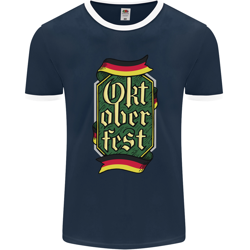 Germany Octoberfest German Beer Alcohol Mens Ringer T-Shirt FotL Navy Blue/White