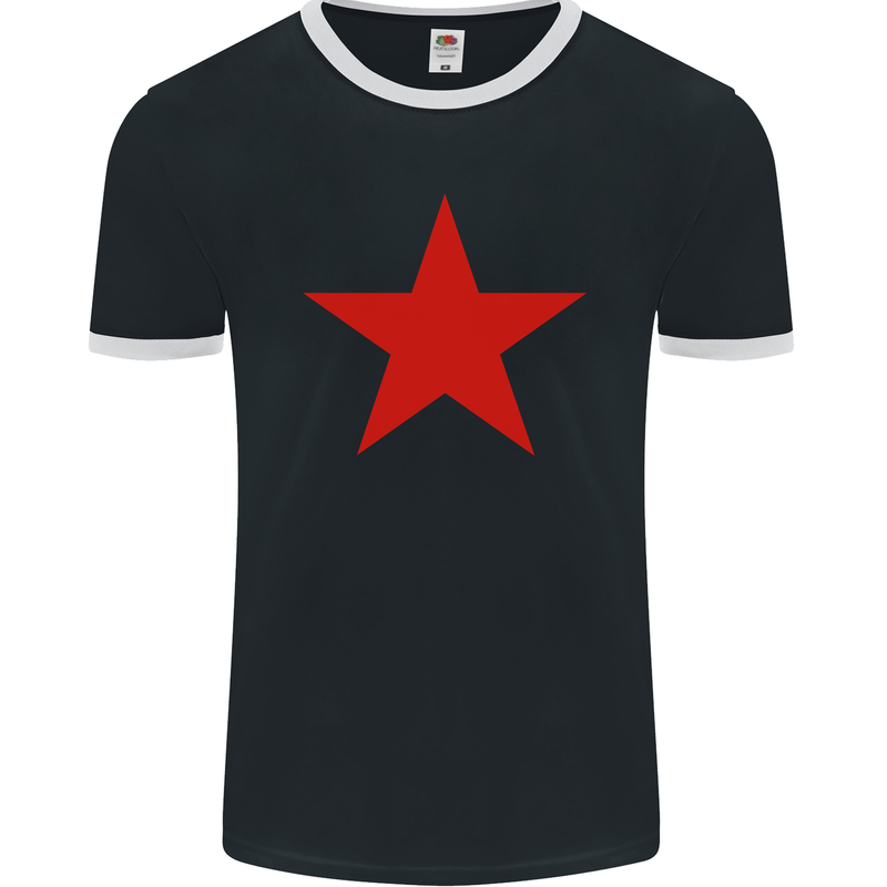 Red Star Army As Worn by Mens Ringer T-Shirt FotL Black/White