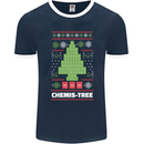 Christmas Chemistry Tree Funny Xmas Science Mens Ringer T-Shirt FotL Navy Blue/White