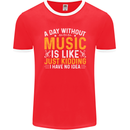 A Day Without Music Tekno Hip Hop Metal Mens Ringer T-Shirt FotL Red/White
