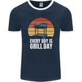 Every Days a Grill Day Funny BBQ Retirement Mens Ringer T-Shirt FotL Navy Blue/White