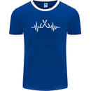 Pulse Fishing Funny Fisherman ECG Mens Ringer T-Shirt FotL Royal Blue/White