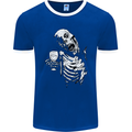 Zombie Cheer Skull Halloween Alcohol Beer Mens Ringer T-Shirt FotL Royal Blue/White