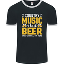 Country Music & Beer Thats Why Im Here Mens Ringer T-Shirt FotL Black/White