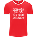 Grandad the Man Myth Legend Funny Mens Ringer T-Shirt FotL Red/White