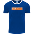 Coffee Periodic Table Chemistry Geek Funny Mens Ringer T-Shirt FotL Royal Blue/White