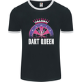 Darts Queen Funny Mens Ringer T-Shirt FotL Black/White
