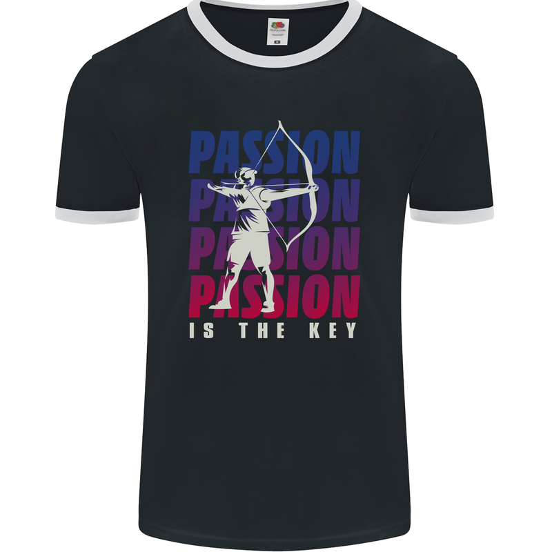 Archery Passion Is the Key Archer Mens Ringer T-Shirt FotL Black/White