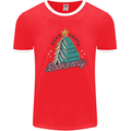 Books Only Christmas Tree Funny Bookworm Mens Ringer T-Shirt FotL Red/White