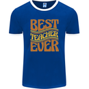 Best Teacher Ever Teaching Maths English Mens Ringer T-Shirt FotL Royal Blue/White