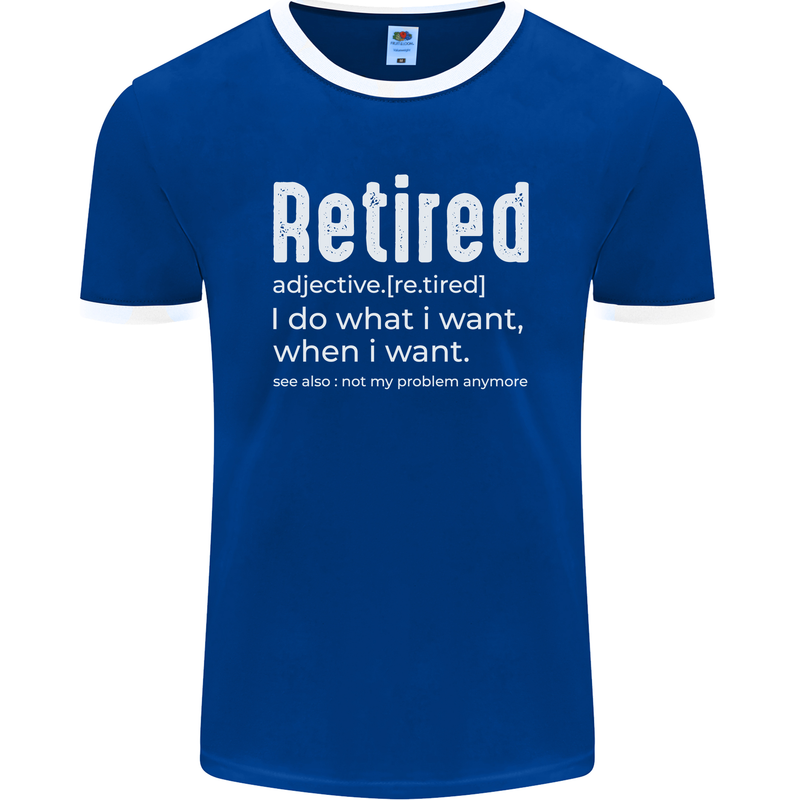 Retired Definition Funny Retirement Mens Ringer T-Shirt FotL Royal Blue/White