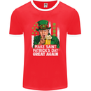 St Patricks Day Great Again Donald Trump Mens Ringer T-Shirt FotL Red/White