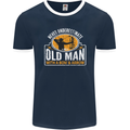 Old Man With a Bow & Arrow Funny Archery Mens Ringer T-Shirt FotL Navy Blue/White