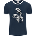 Zombie Cheer Skull Halloween Alcohol Beer Mens Ringer T-Shirt FotL Navy Blue/White