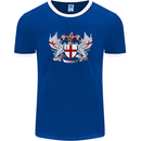 London Coat of Arms England St Georges Day Mens Ringer T-Shirt FotL Royal Blue/White