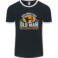 Old Man With a Bow & Arrow Funny Archery Mens Ringer T-Shirt FotL Black/White