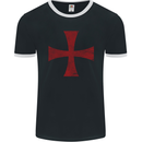 Knights Templar Cross Fancy Dress Outfit Mens Ringer T-Shirt FotL Black/White