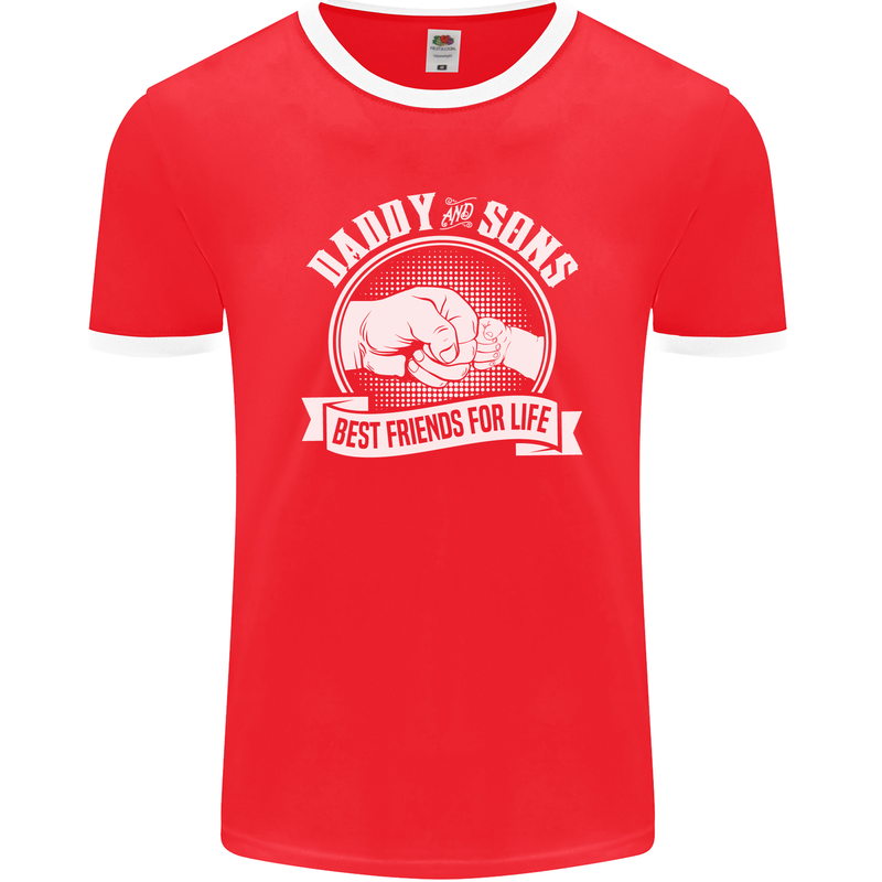 Daddy & Sons Best Friends for Life Mens Ringer T-Shirt FotL Red/White