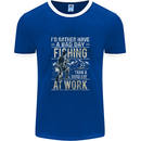 Rather a Bad Day Fishing Funny Fisherman Mens Ringer T-Shirt FotL Royal Blue/White