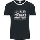 No Excuses Gym Training Top Bodybuilding Mens Ringer T-Shirt FotL Black/White