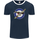 Spitfire MOD RAF WWII Fighter Plane British Mens Ringer T-Shirt FotL Navy Blue/White