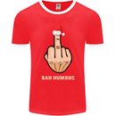 Bah Humbug Finger Flip Funny Christmas Rude Mens Ringer T-Shirt FotL Red/White