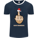 Bah Humbug Finger Flip Funny Christmas Rude Mens Ringer T-Shirt FotL Navy Blue/White
