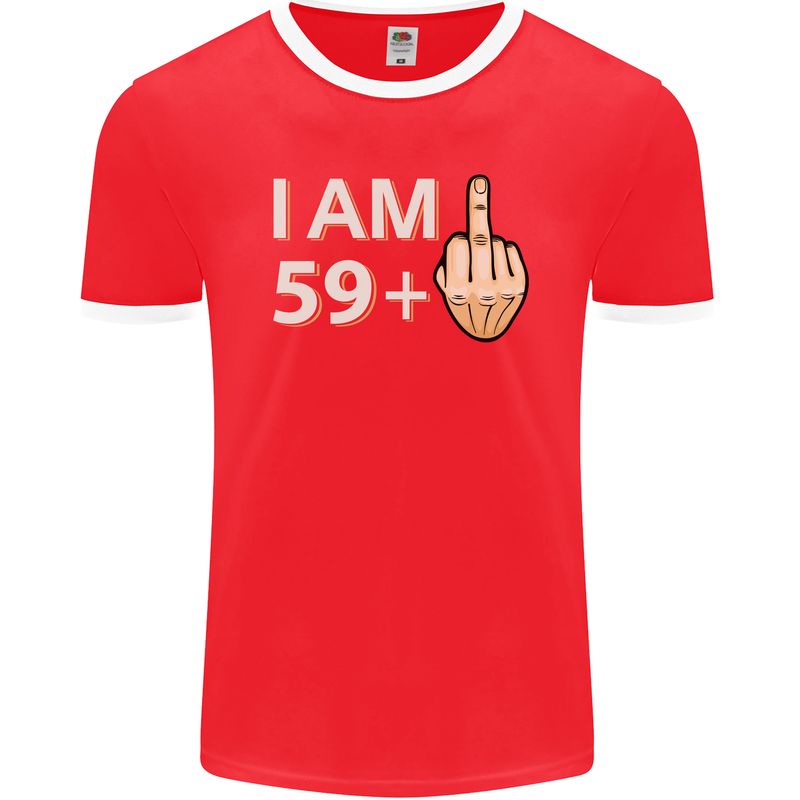 60th Birthday Funny Offensive 60 Year Old Mens Ringer T-Shirt FotL Red/White