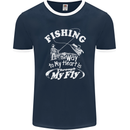 Fishing the Way to My Heart Funny Fisherman Mens Ringer T-Shirt FotL Navy Blue/White