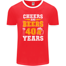 40th Birthday 40 Year Old Funny Alcohol Mens Ringer T-Shirt FotL Red/White
