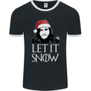 Xmas Let it Snow Funny Christmas Mens Ringer T-Shirt FotL Black/White