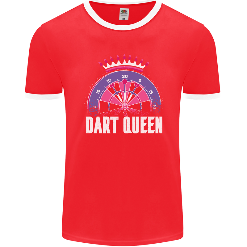 Darts Queen Funny Mens Ringer T-Shirt FotL Red/White