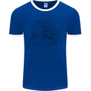 Microscope Biology Science Mens Ringer T-Shirt FotL Royal Blue/White