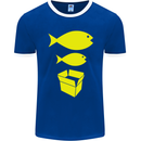 Big Fish Little Fish Cardboard Box Music Mens Ringer T-Shirt FotL Royal Blue/White