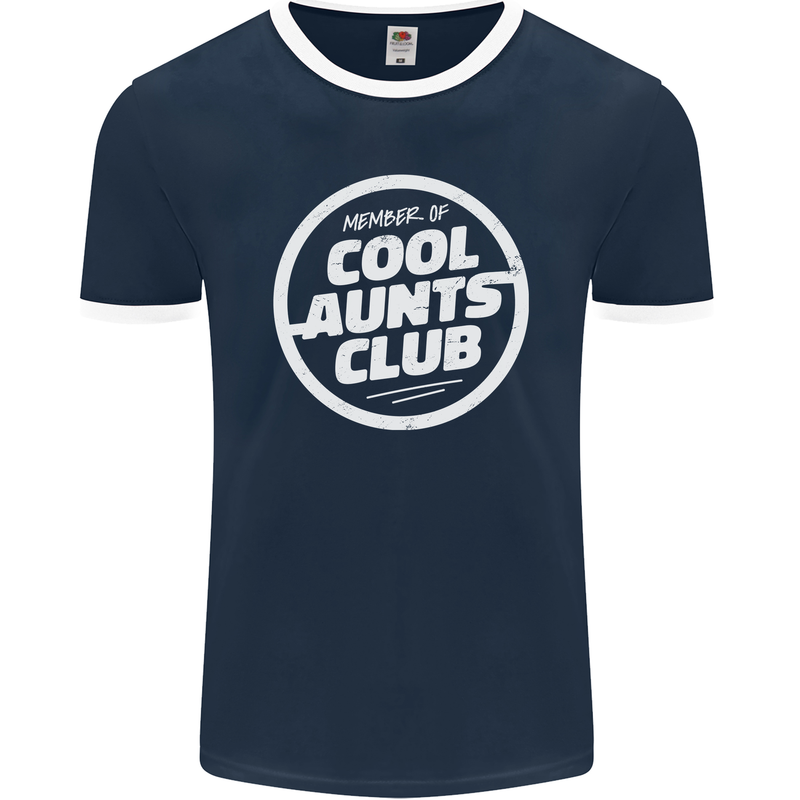Auntie's Day Member of Cool Aunts Club Mens Ringer T-Shirt FotL Navy Blue/White