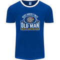 An Old Man With a Dart Board Funny Player Mens Ringer T-Shirt FotL Royal Blue/White