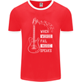 When Words Fail Music Speaks Guitar Mens Ringer T-Shirt FotL Red/White