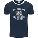 Go Cycling Say Voices in My Head Cyclist Mens Ringer T-Shirt FotL Navy Blue/White