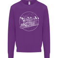 White Locomotive Steam Engine Train Spotter Kids Sweatshirt Jumper Purple