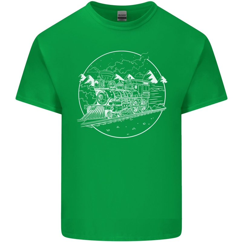 White Locomotive Steam Engine Train Spotter Kids T-Shirt Childrens Irish Green