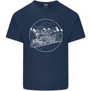 White Locomotive Steam Engine Train Spotter Mens Cotton T-Shirt Tee Top Navy Blue