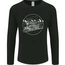 White Locomotive Steam Engine Train Spotter Mens Long Sleeve T-Shirt Black